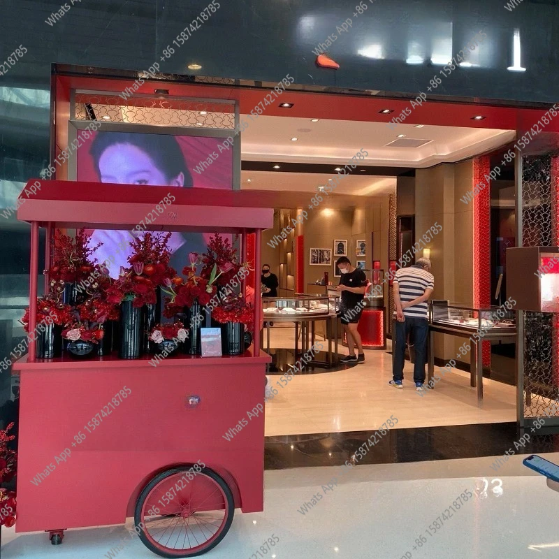 

Stall trolley, mobile multi-layer display float coffee mall beauty promotion display stand