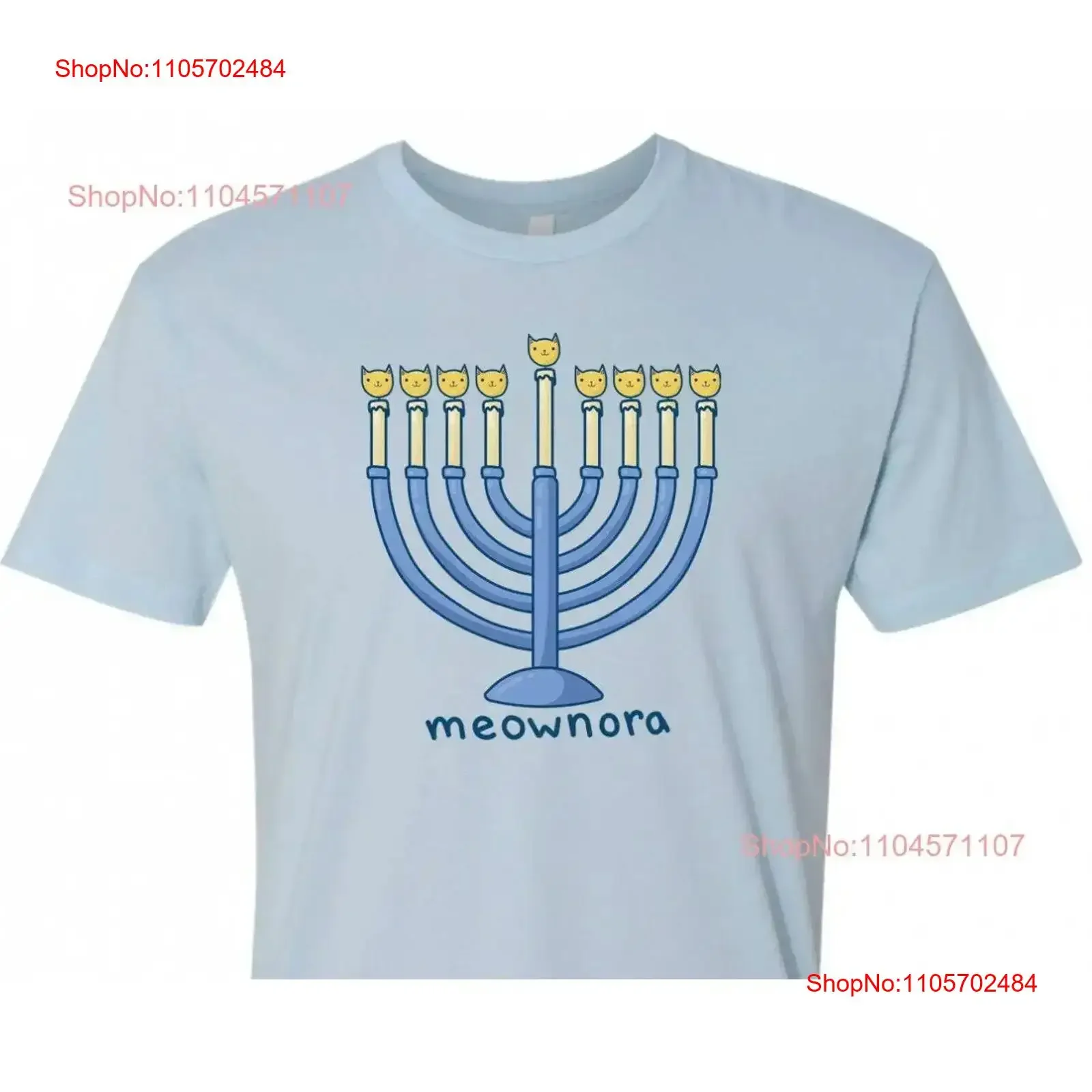 Meownora Men's T Shirt I Funny Cat Lover Dad Hanukkah Menorah l Happy vintage Washed Versatile Stylish Stretched Slightly