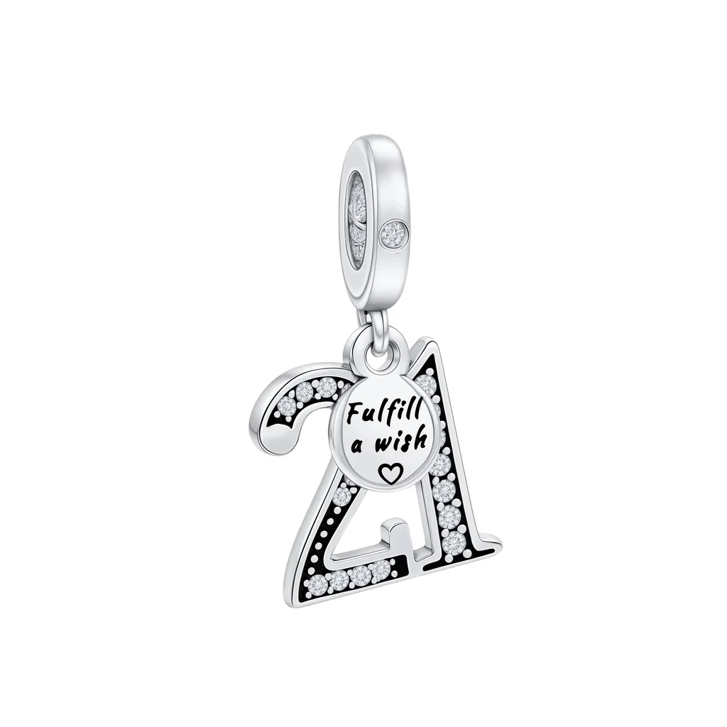 Hot Sale 2026 New 925 Sterling Silver Zircon Lucky Numbers Pendant DIY Charms Bracelet Accessories Surprise Jewelry gift Women