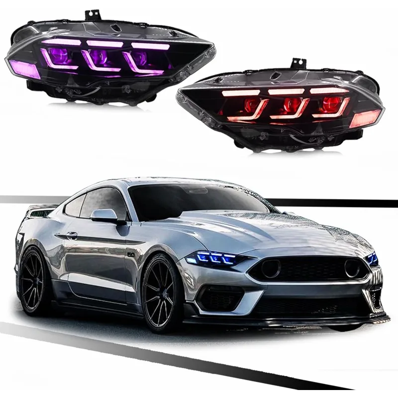 

1 комплект фар в сборе для Ford Mustang 2018-2022, управление освещением, указатели поворота, передние фары