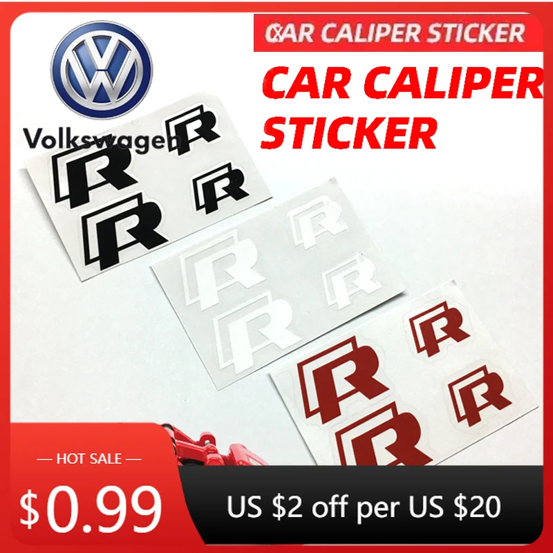 Calcomanías para Calibradores de Freno de Coche VOLKSWAGEN 2026, 4 Piezas, Adhesivos para Cubo de Rueda para Volkswagen VW GTI Rline Polo Golf Passat Tiguan Arteon