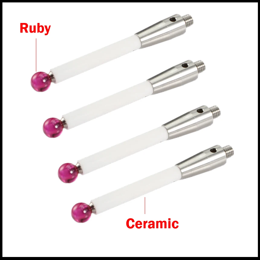 5mm 6mm OD M4 Thread 100mm Length Ruby Head Ceramic Styli Rod 3D Three Dimensional Gauge Meter Coordinate Measure CMM Tip Probe