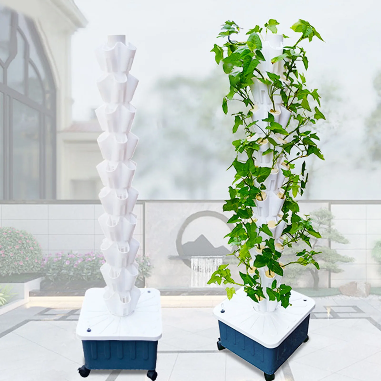 

Hydroponic Planting Grow Tower 4 Layers 5 Plant Sites 20 Holes Home Growing System Kit for Indoor Herbs Fruits and Vegetables