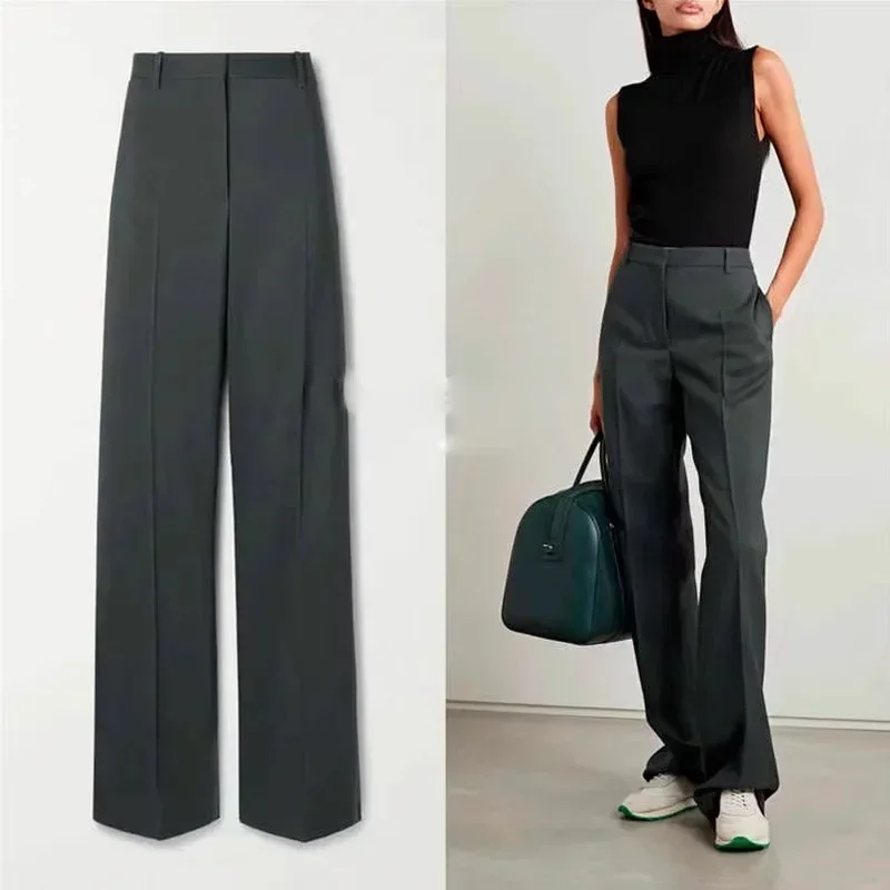 

Women's Wide-legged Pants Female 2024 Spring and Summer New High-waisted Wool Casual Trailing Suit Straight Pants Y2k