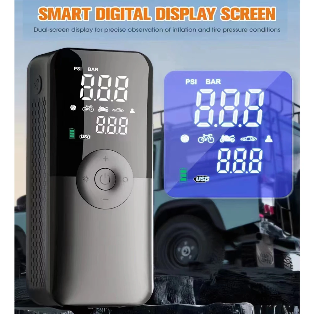 Tire Inflator Portable Air Compressor 12V 150PSI High power inflation pump Cordless Car Motorcycle Bicycle Tire Inflator Pump
