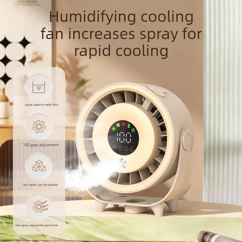 100 Speeds Mini USB Fan Desk Spray Fan Wall Mounted Cooling Fan Portable Misting Fan Small Table Fan for Kitchen Home Office image 2