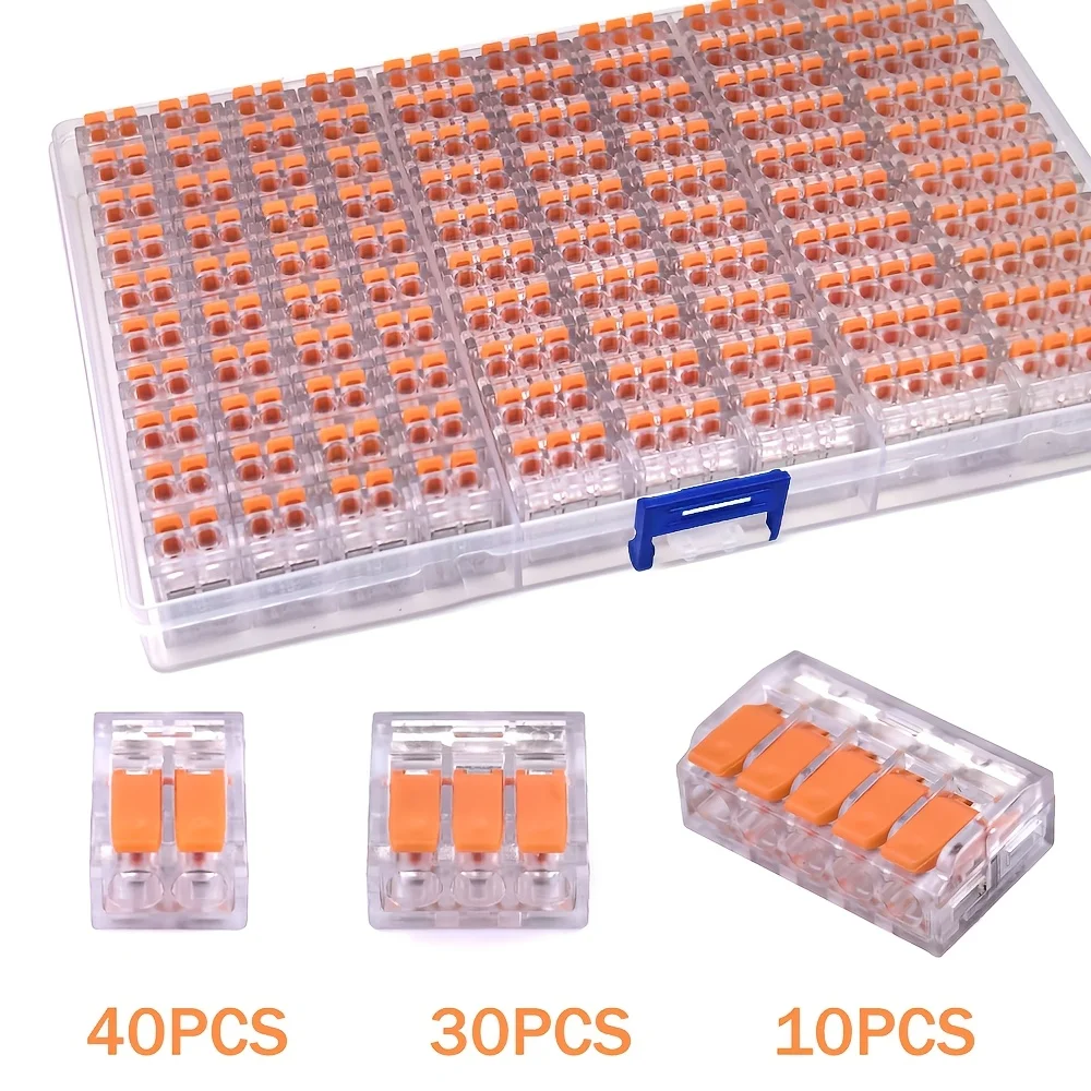 Universeller Quick PlugIn Mehrfachanschluss in Orange, elektrische Anschlussklemmen 250 Volt 32 Ampere, ideal für sichere und schnelle Verbindungen, langlebiges Zubehör für Elektroverkabelung, Heimwerker- und Industrie – Detail 4