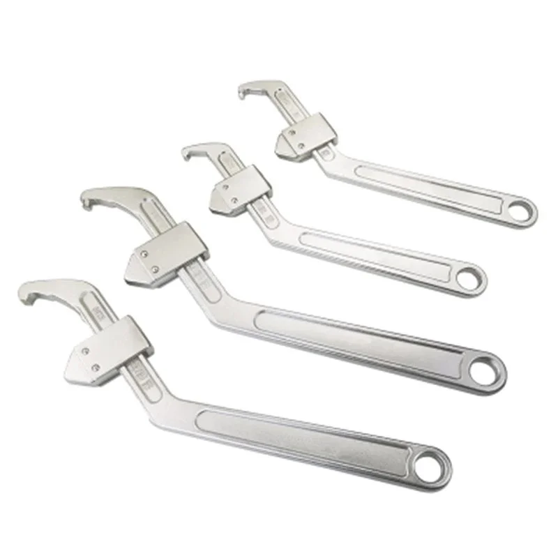 35-165mm Adjustable Multifunctional Hook Wrench Crescent Round Nut Wrench Car Repair Wrench Hand Tool