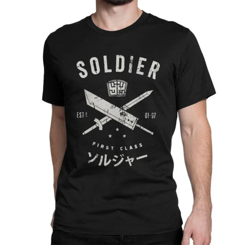 Shinra Electric Power Company Men Printed T-shirt Final Fantasy 7 Sephiroth Soldier Materia Tifa Video Game Chocobo Short Sleeve view 3