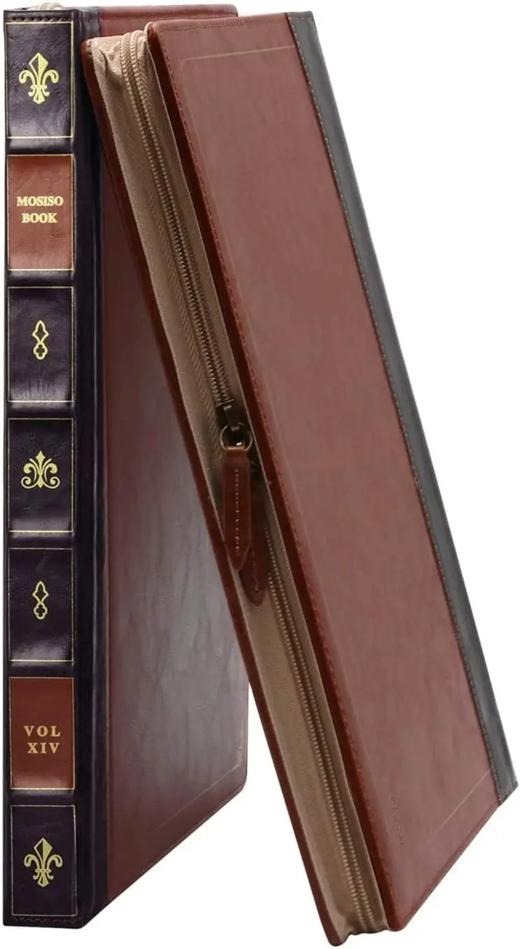 MOSISO – etui na laptopa z ekologicznej skóry PU, przeznaczone do modeli MacBook Air 13, 15, M5, M4, M3, M2 Pro, 14, 16 cali, w stylu vintage, brązowe. — zdjęcie produktu 4