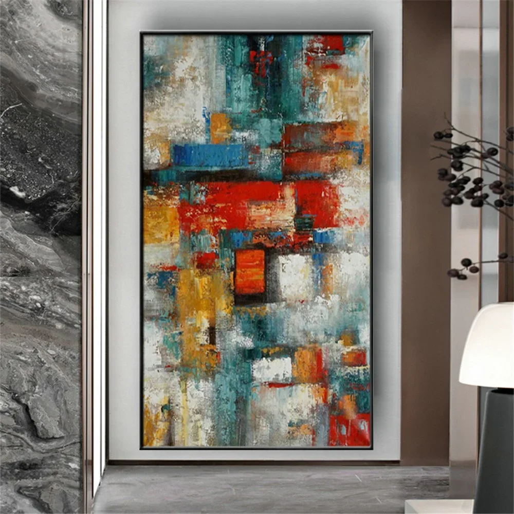 Colorful Large Abstract Painted Canvas Art Painting Home Decor Modern Pop Geometry Poster Wall Art Picture for Living Room Decor