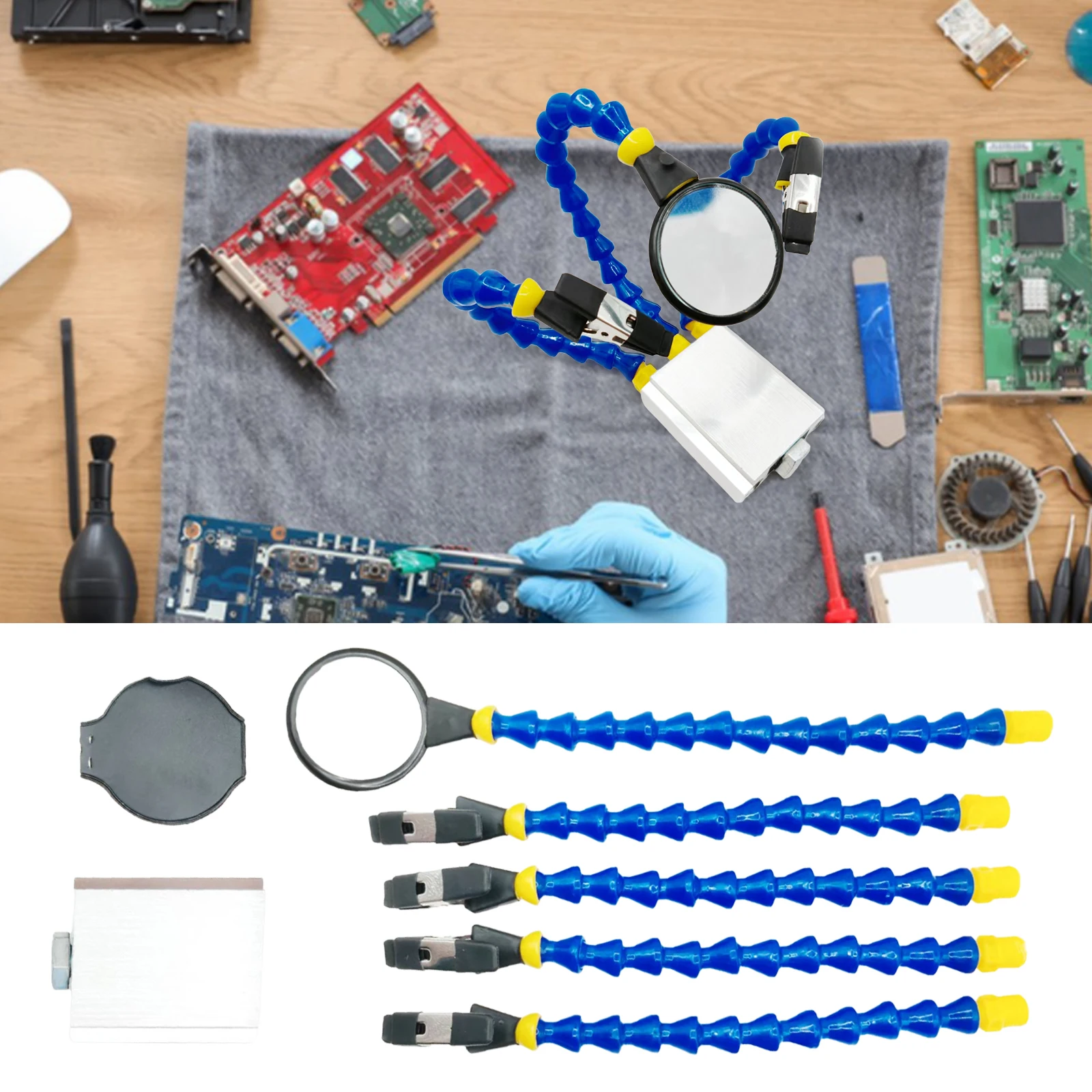 PCB Soldering Holder Adjustable 1/4In Thread Welding Auxiliary Tool Flexible Arms Soldering Tool for Soldering/Repairing Tools