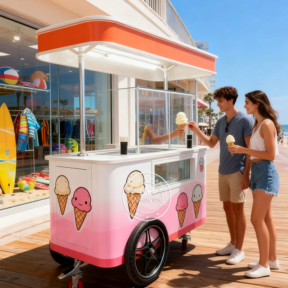 

Ice Cream Display Case Ice Cream Cart Gelato Ice Cream Cart Food Cart Mobile Street Food Cart Outdoor Mobile Food Cart