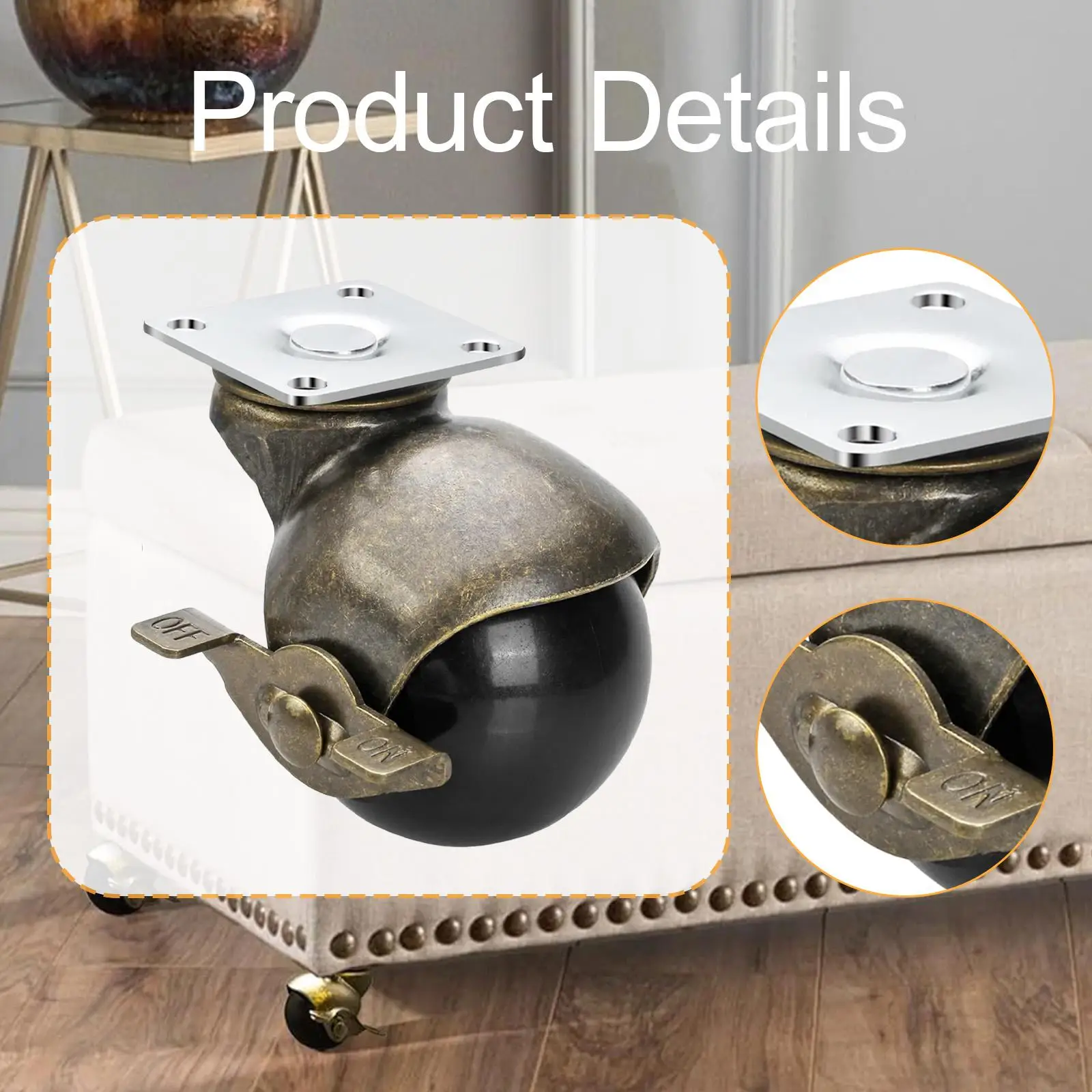 4 Stuks Bal Zwenkwielen Stevige Zware Rollen Messing Vintage Antieke Stijl Zwenkwiel Voor Bank Boekenplank Bank salontafel
