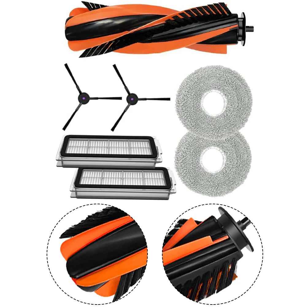 2 Pcs Mop Cloths 1 Main Brush 2 Side Brushes 2 Filters Set For Cecotec For Conga M100 Spin AI Robot Vacuum Cleaner Parts