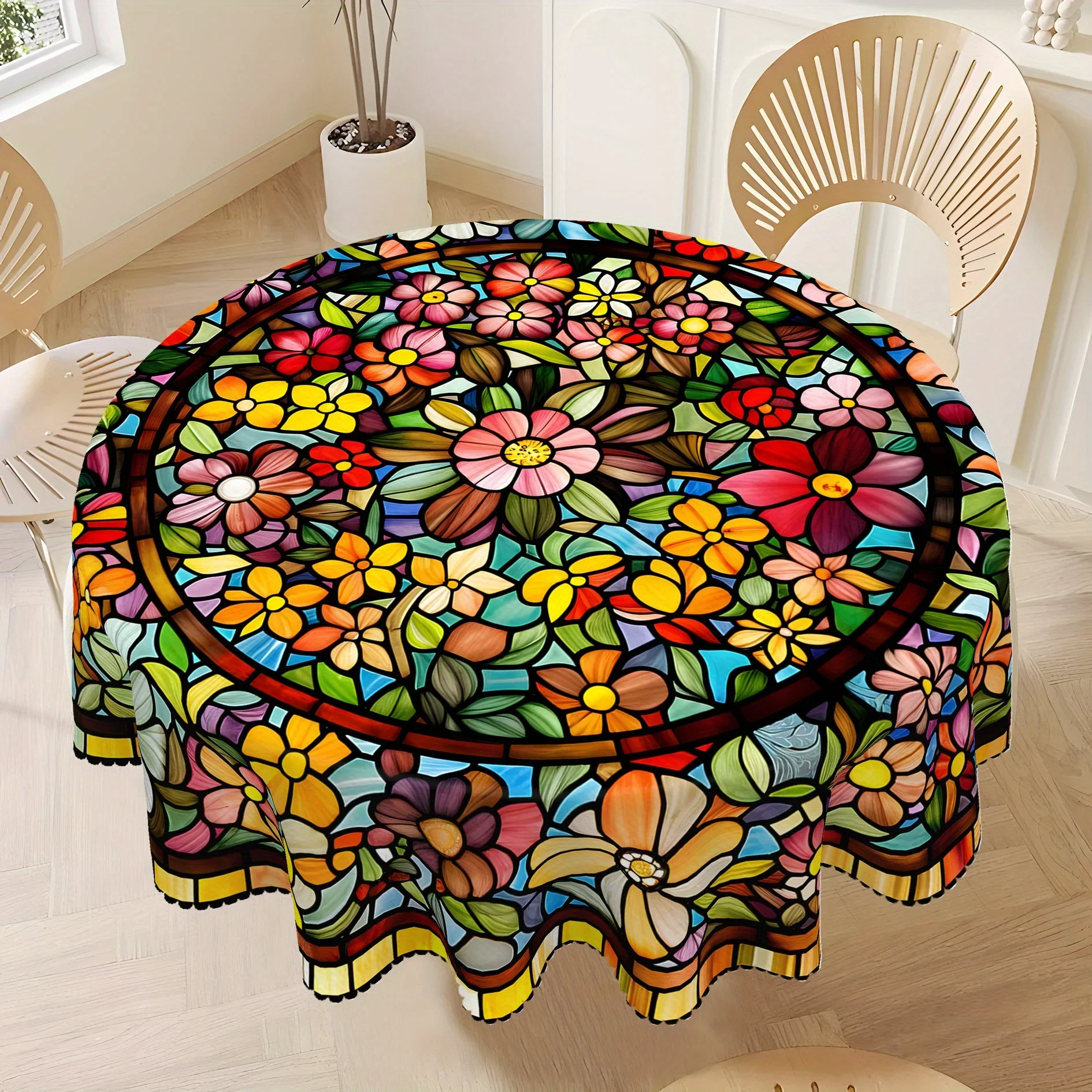 VESPRI handcrafts citrus flower tablecloths - elegant Chinese-style floral patterns adorning the orange peel branches and leaves