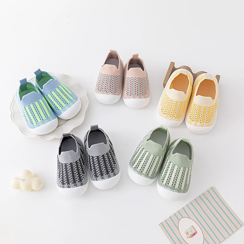 Summer Autumn New Baby First Walker Breathable Mesh Infant Toddler Shoes Soft Bottom Kids Girls Boys Slip-On Casual Sneakers