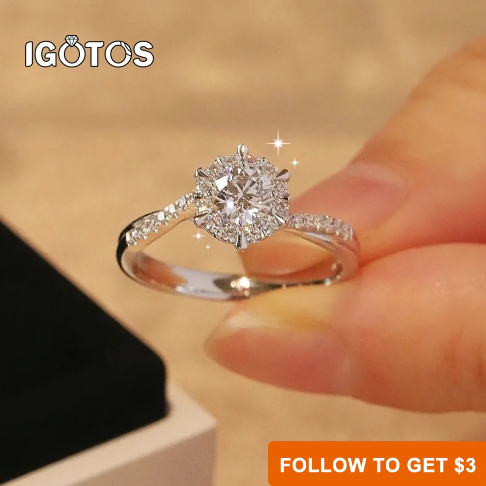

IGOTOS GRA сертифицированные 0,5/1/2 карата кольца с бриллиантами из муассанита для женщин D VVS 925 18 К обручальные свадебные кольца Eternity ювелирные изделия