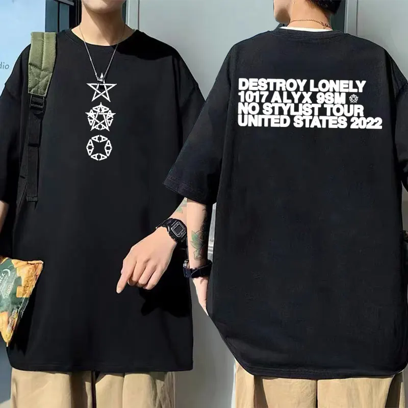 

Rapper Destroy Lonely Alyx Print Tshirt Male Oversized 100% Cotton Tees Men Hip Hop Cool Short Sleeve T-shirt Man Street T Shirt