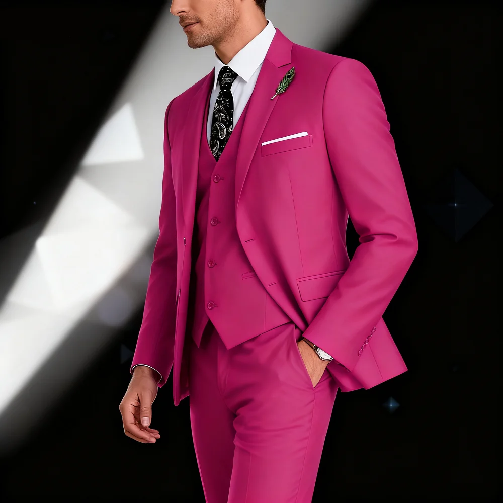 

Мужской зеленый оливковый терно-костюм с пиковыми лацканами, формальный ансамбль из трех предметов (куртка, брюки, жилет) для домашних вечеринок