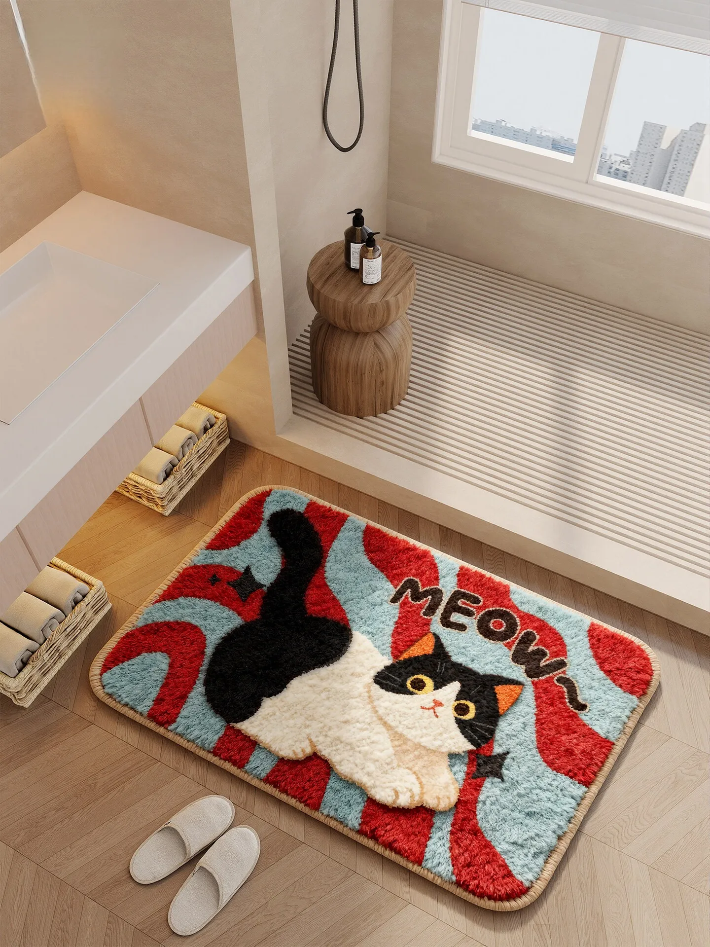 Absorbent floor mats, bathroom imitation velvet foot mats, winter thickened toilet bathroom door mats, carpets