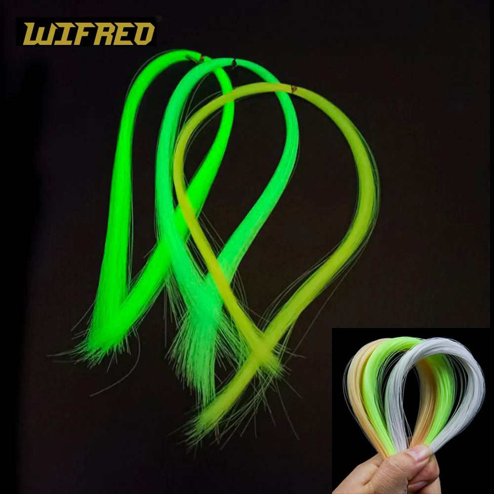 

Wifreo Glow Luminous Tinsel Fiber Thread Saltwater Fishing Lure Material for Assist Hook Jigging Lure Sabiki Rigs Fly Tying Fly