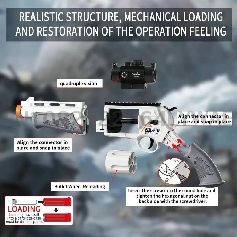 Shell Throwing Airsoft Rifle Toy Guns for Boy Foam Blaster Enhanced Revolver Outdoor CS Soft Bullet Toy Kids 2024 Christmas Gift