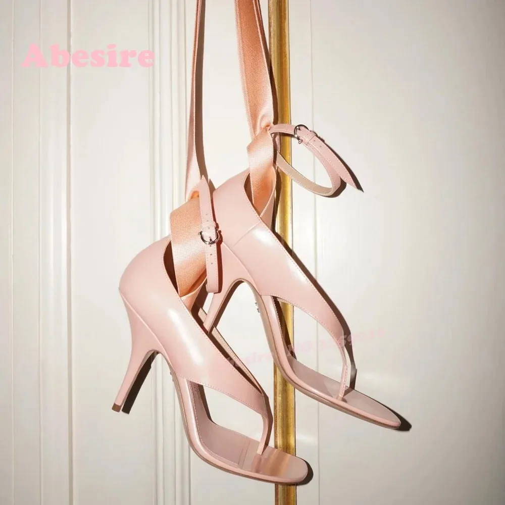 Clip Toe Patchwork Ankle-Strap Sandals Hollow Out Thin Heels Cross-Tied Shoes for Women Spicy Girls Sexy Party Fashion Shoes New
