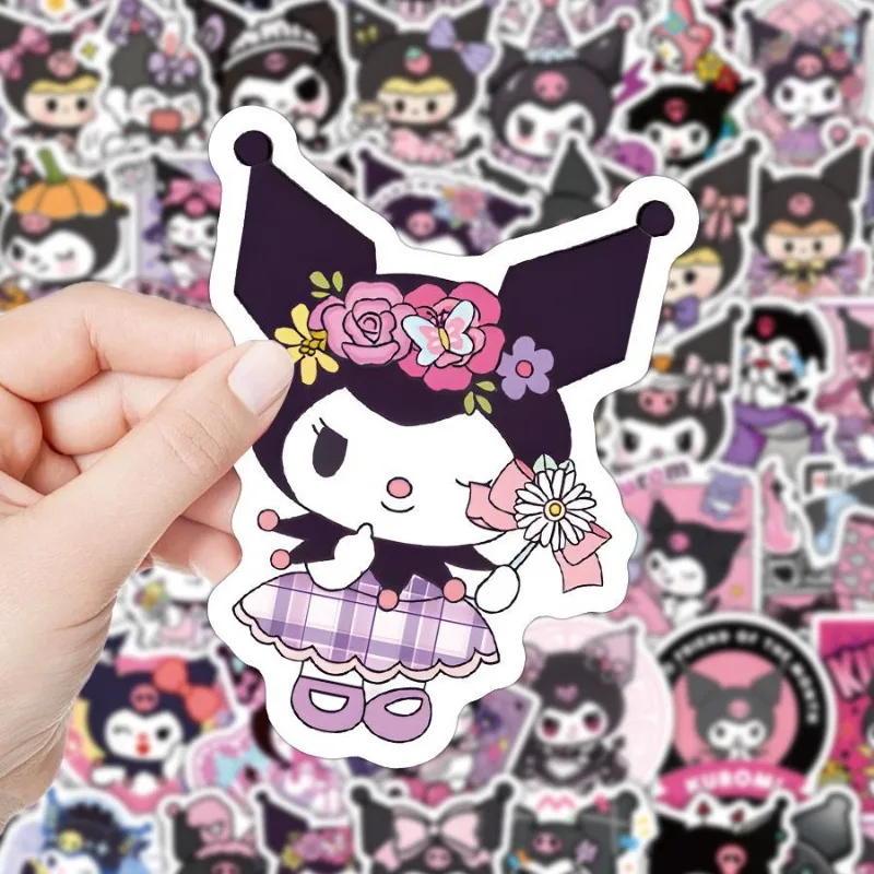 103 قطعة سانريو ‌ ‌   لطيف Kuromi الكرتون ملصقات مقاومة للماء الهاتف المحمول حقيبة مسطحة دفتر ملصقات الزخرفية للهدايا الفتيات