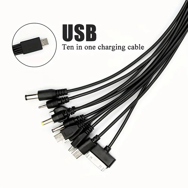 Cable cargador universal USB a múltiples enchufes para celular, adaptador de cable USB 10 en 1 para Huawei, OPPO, Vivo, PSP, iPad, Nokia.