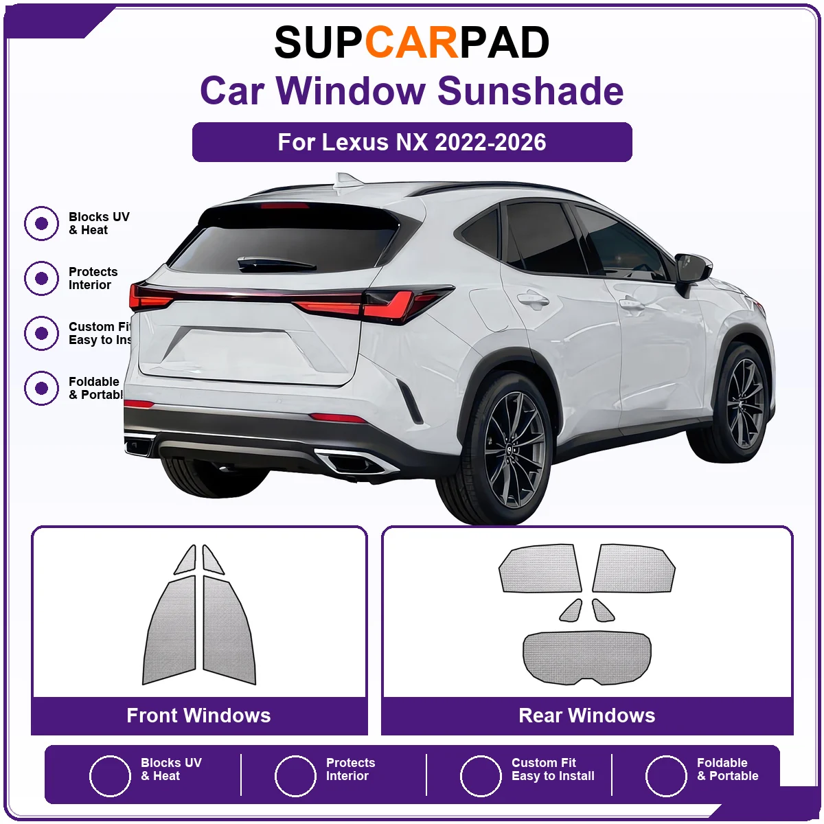 For Lexus NX 2022-2026 Pre‑Cut Auto Window Sunshade Anti‑UV Car Sun Visor Protector