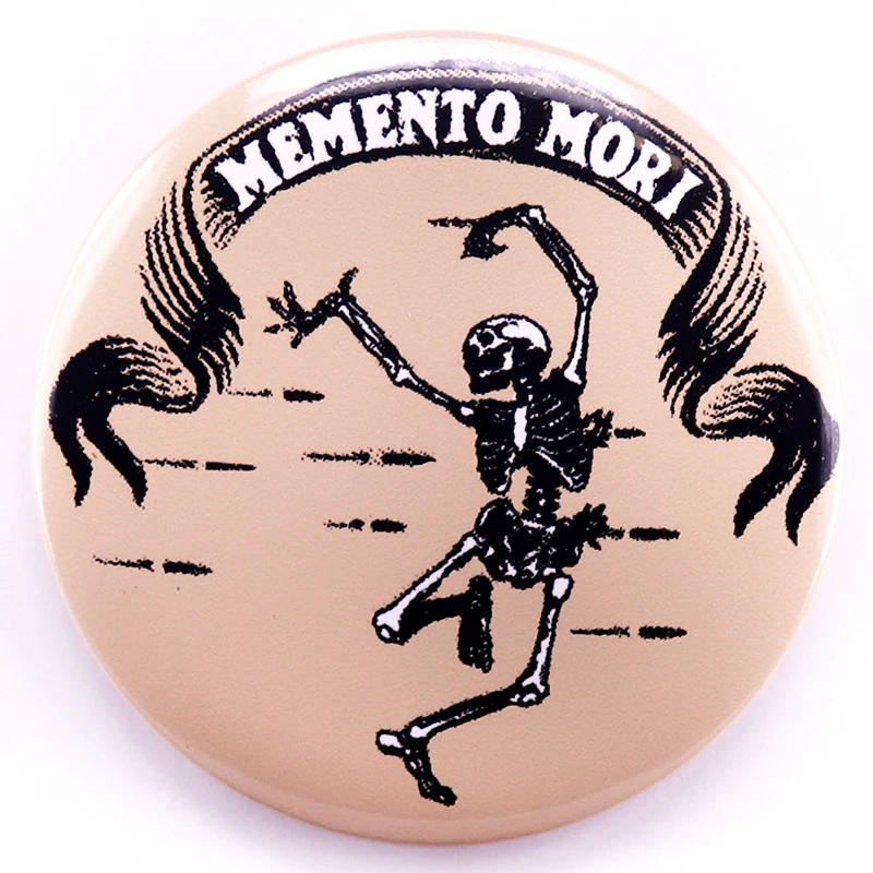 Memento Mori Badge Dancing Skeleton Tinplate Pinback Backpack Decor