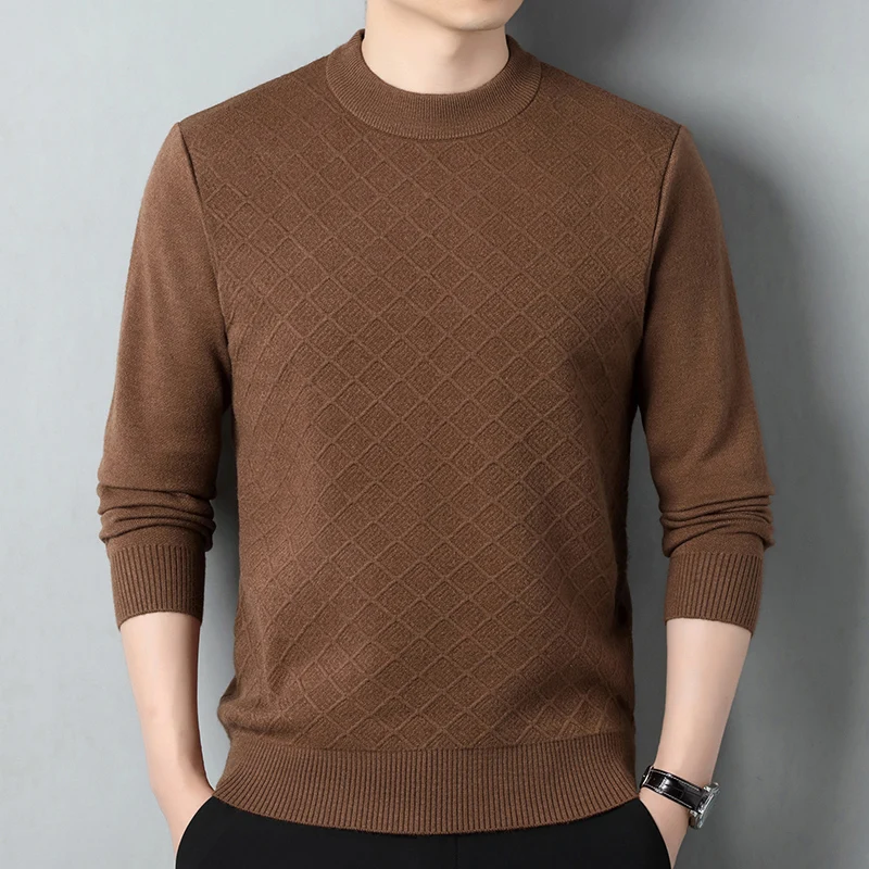 2025 ربيع جديد وصول جولة الرقبة طويلة الأكمام شريط رجل سترة