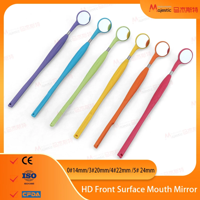 Espejos bucales Dental de un solo lado, superficie frontal, espejos bucales HD, espejos coloridos, espejos esterilizables en Autoclave, visión clara