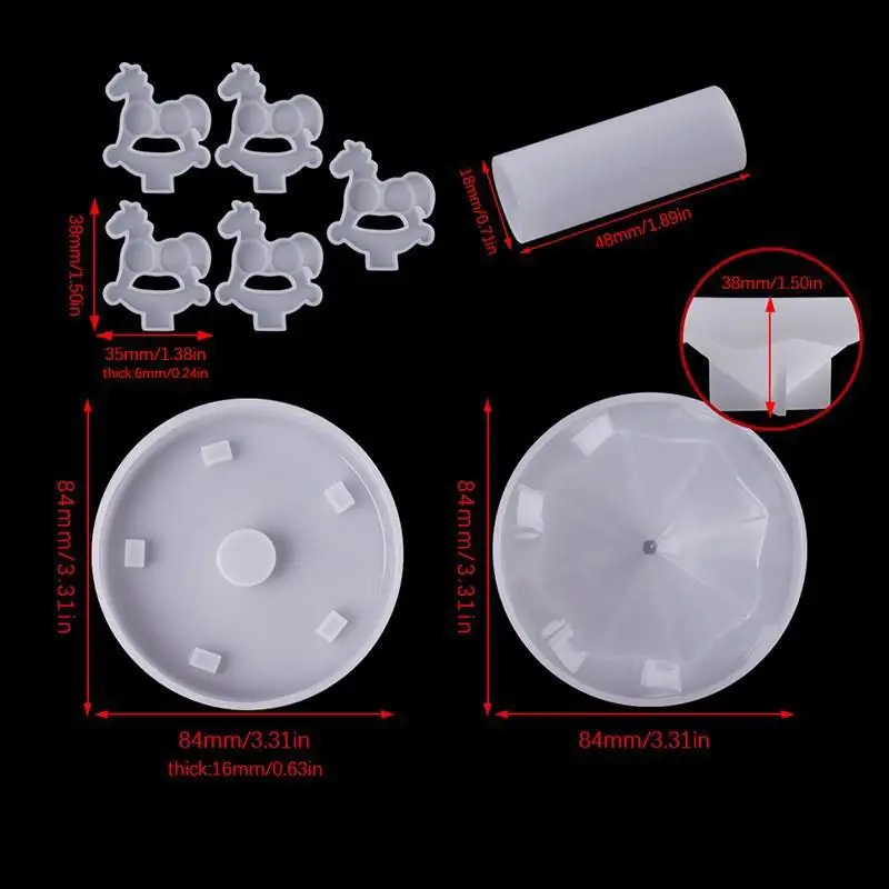 Stampo in resina epossidica per carosello Stampo in silicone di cristallo fai-da-te Ornamento da tavolo Strumenti per stampi in silicone con ciondolo gioielli in resina epossidica fatti a mano