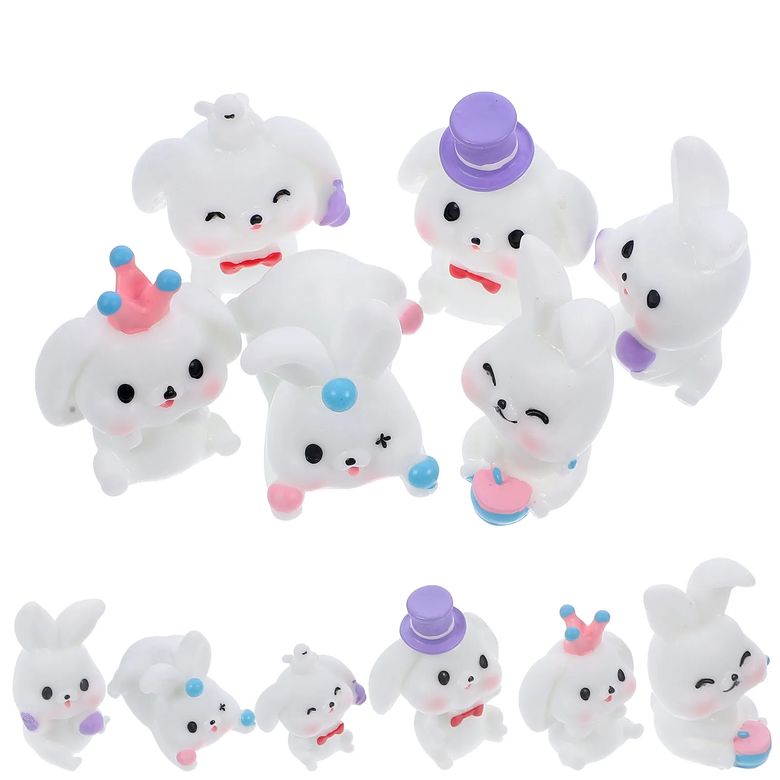 

12 Pcs Ornaments Garden Statue Decoration Bonsai Mini Resin Rabbits Miniature Figurine Tiny Bunny Shape