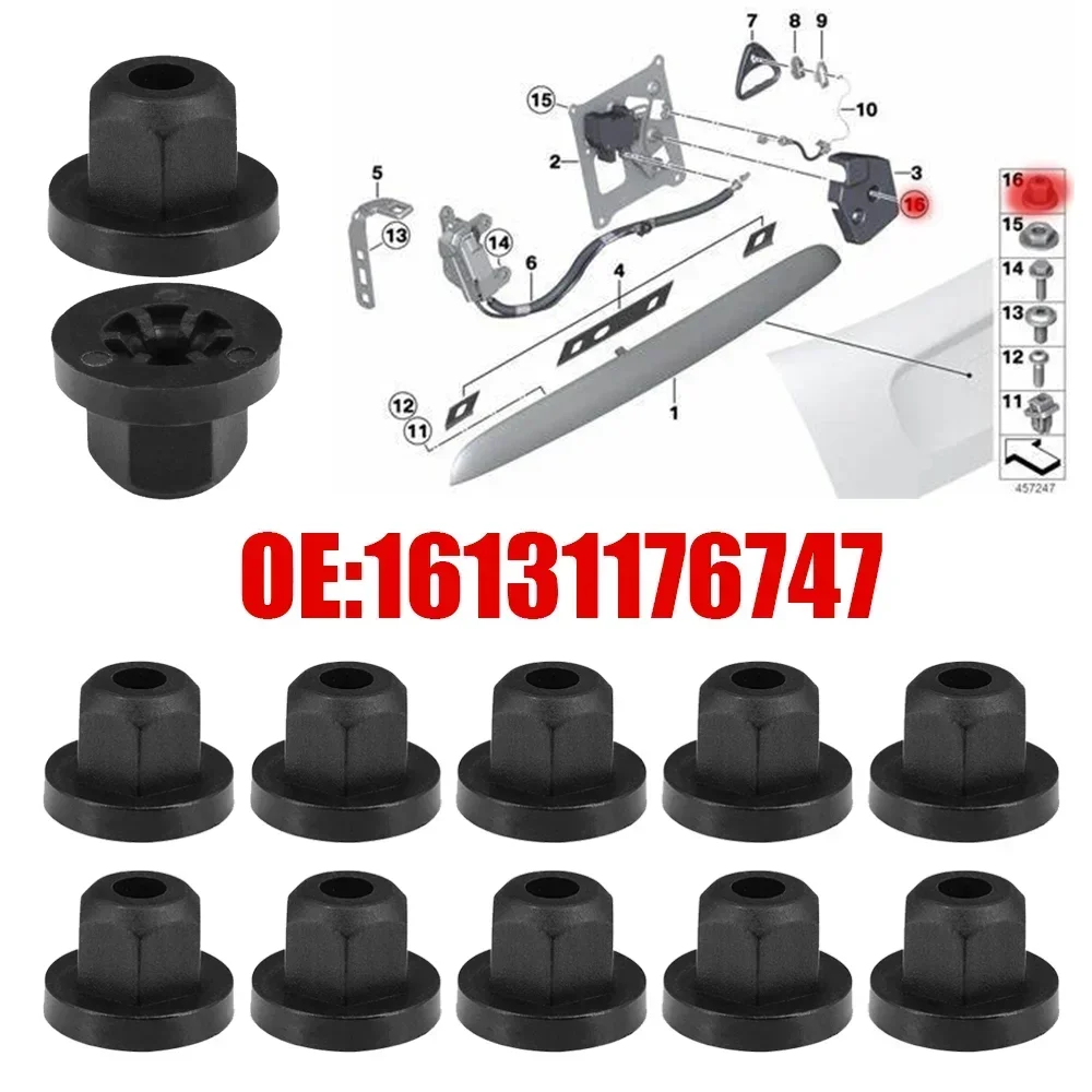 10x Car Plastic Body Nut Flange Clips For Mercedes Benz 0039900251 BMW M6 Nut Unthreaded Cable Holder Mounting Rivet 16131176747