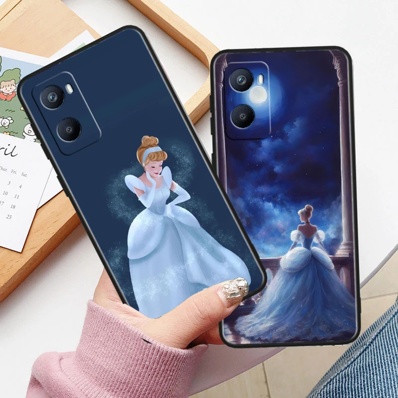 Disney Beautiful Cinderella Black Phone Case For OPPO A 9 16 31 52 53 54 55 56 57 72 73 74 76 77 93 94 96 98 S 2020 Cover Capa