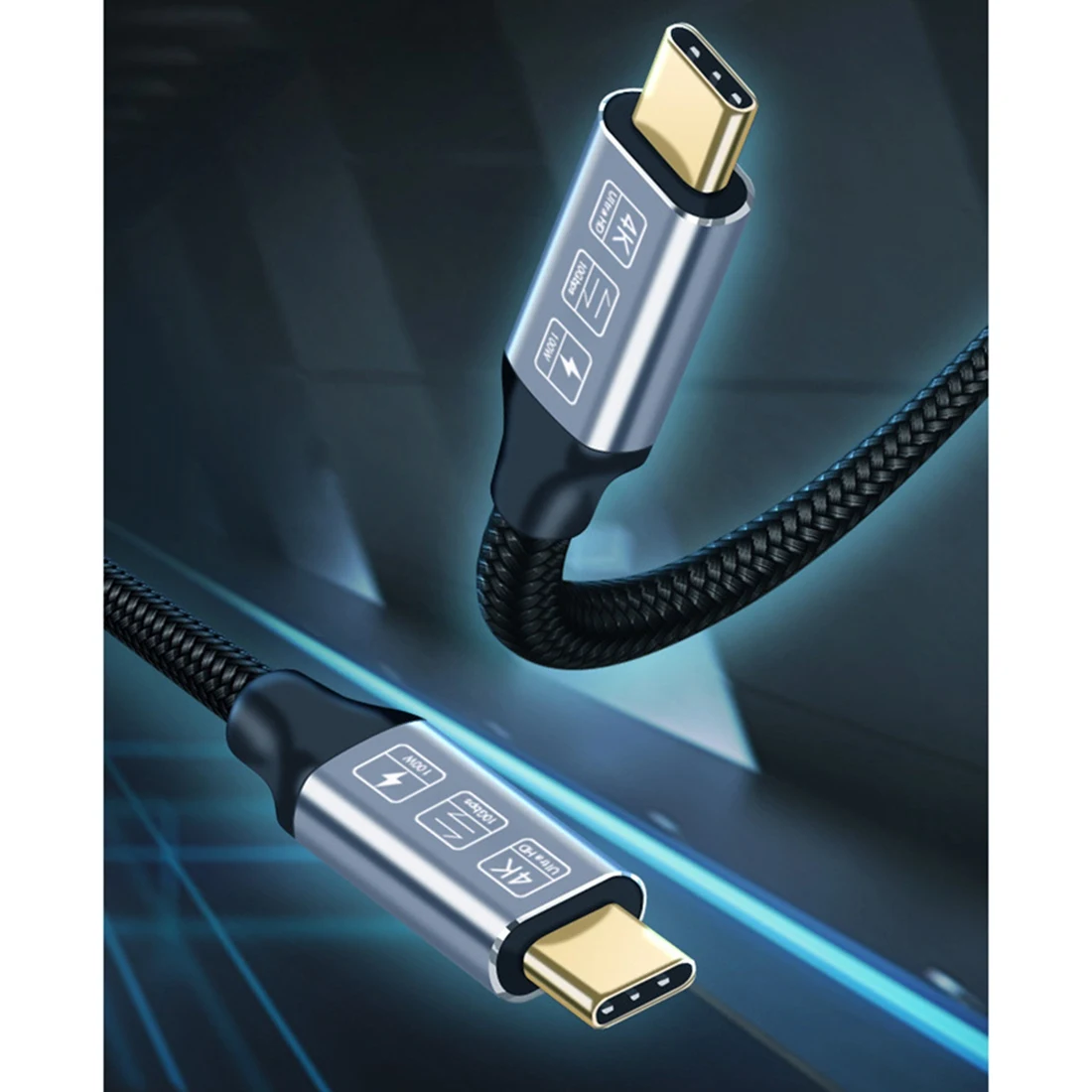 USB 3.1 إلى النوع C 10GB 100W كابل بيانات نقل عالي السرعة للهاتف الصوتي والفيديو HD الإسقاط Type-C