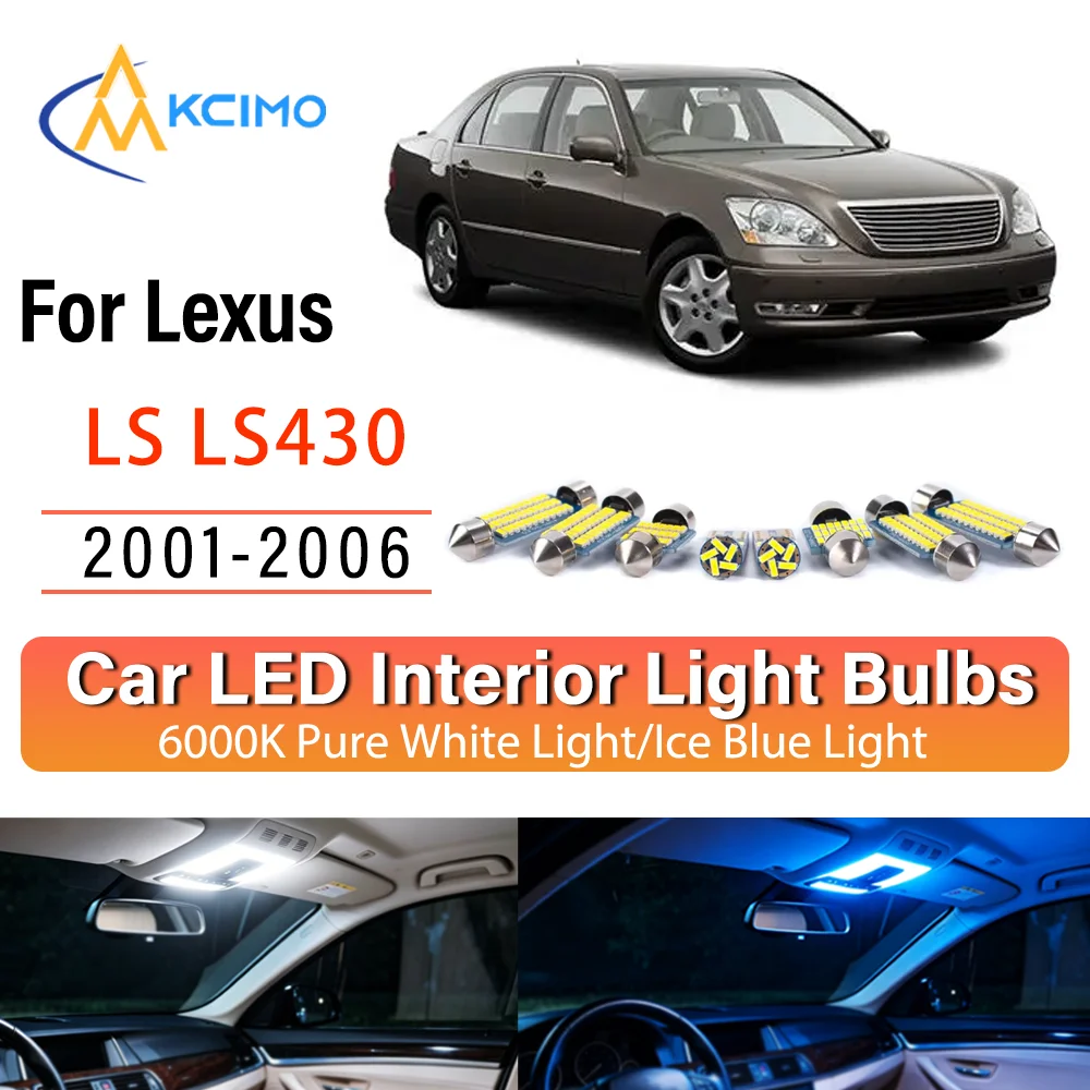 For Lexus	LS LS430 2001-2006 Instant Install Constant Bright LED Inner Lamp Upgrade Set OE Fit Ceiling Reading Boot Interior