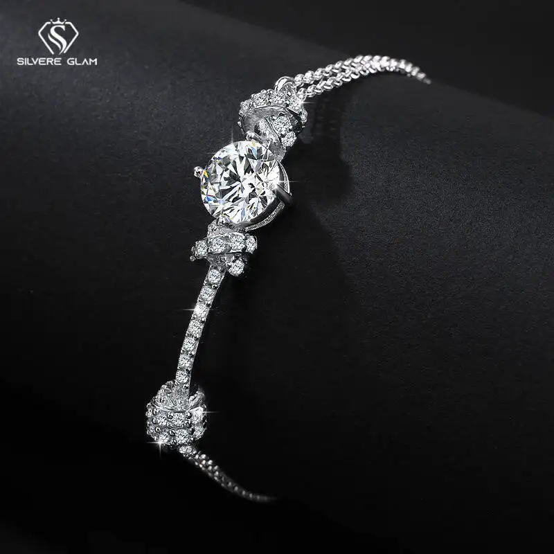 

SG 2CT 925 Sterling Silver Moissanite Bracelet For Women Men Zircon Knotted Bracelet Simple Shining Fine Jewelry D VVS1 Diamond