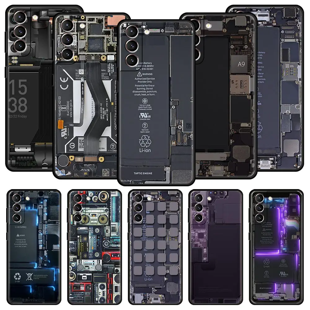 Phone Case Cover for Samsung Galaxy S26 S25 S24 S23 S22 S20 S21 FE Ultra Plus S25 Edge 5G Soft TPU Capas Inside Circuit Board