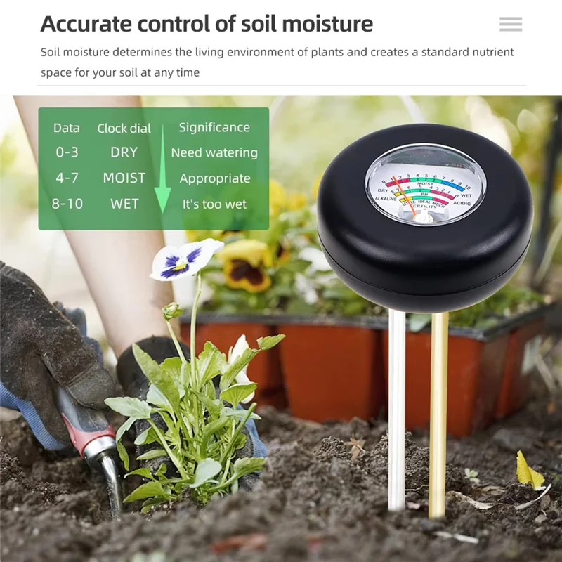 ABLN-3 In 1 Misuratore PH del Suolo Piante Sensore di Umidità Monitor di Umidità Giardino Domestico Fiore Analizzatore del Suolo Rilevatore di Acidità e Fertilità