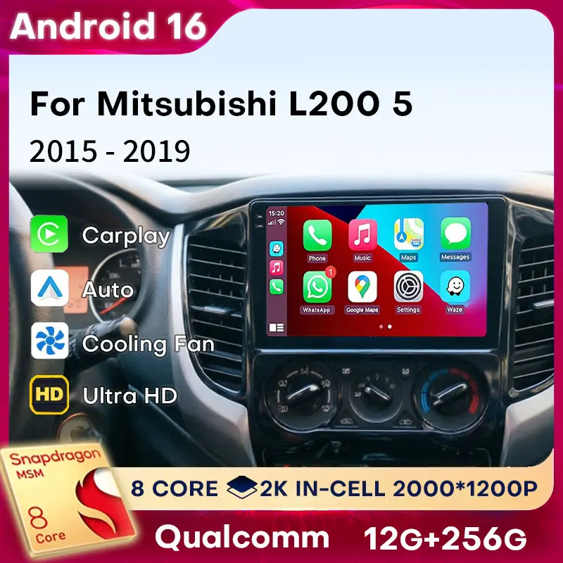 

Android 16 For Mitsubishi L200 5 2015 2016 - 2019 Car Radio Wireless Carplay Android Auto 4G+WIFI Multimedia Player 2Din Stereo