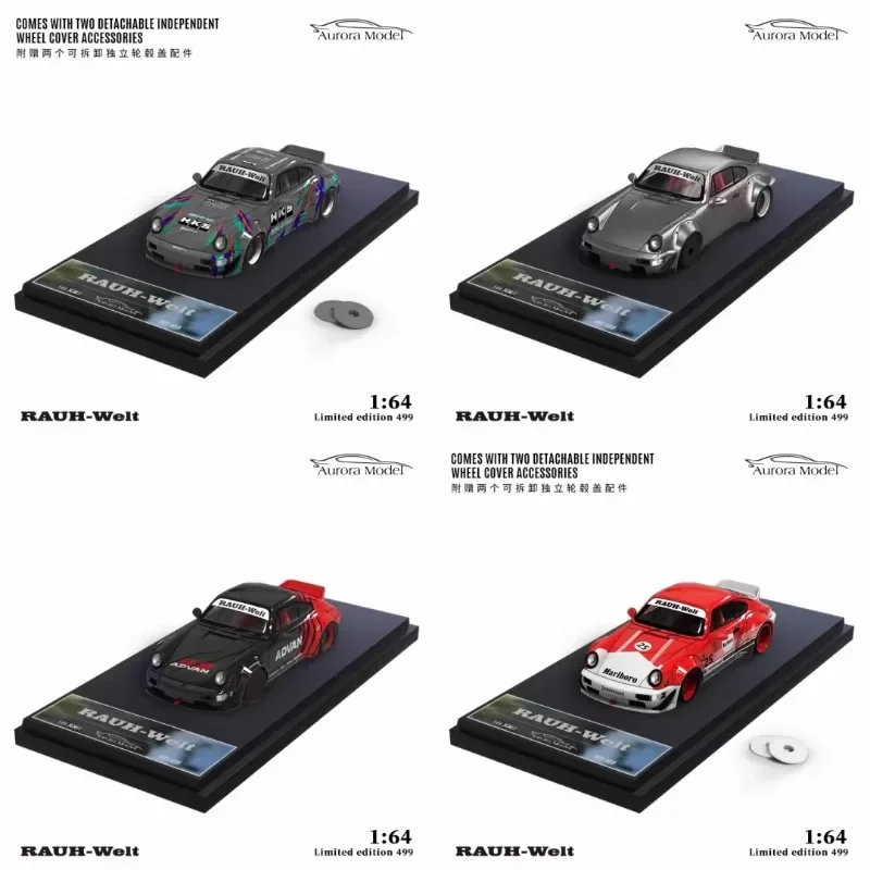 Artiwang-porsche rwb 964ポルシェシルバー合金モデル、装飾玩具の子供コレクション、友人へのホリデーギフト、1:64