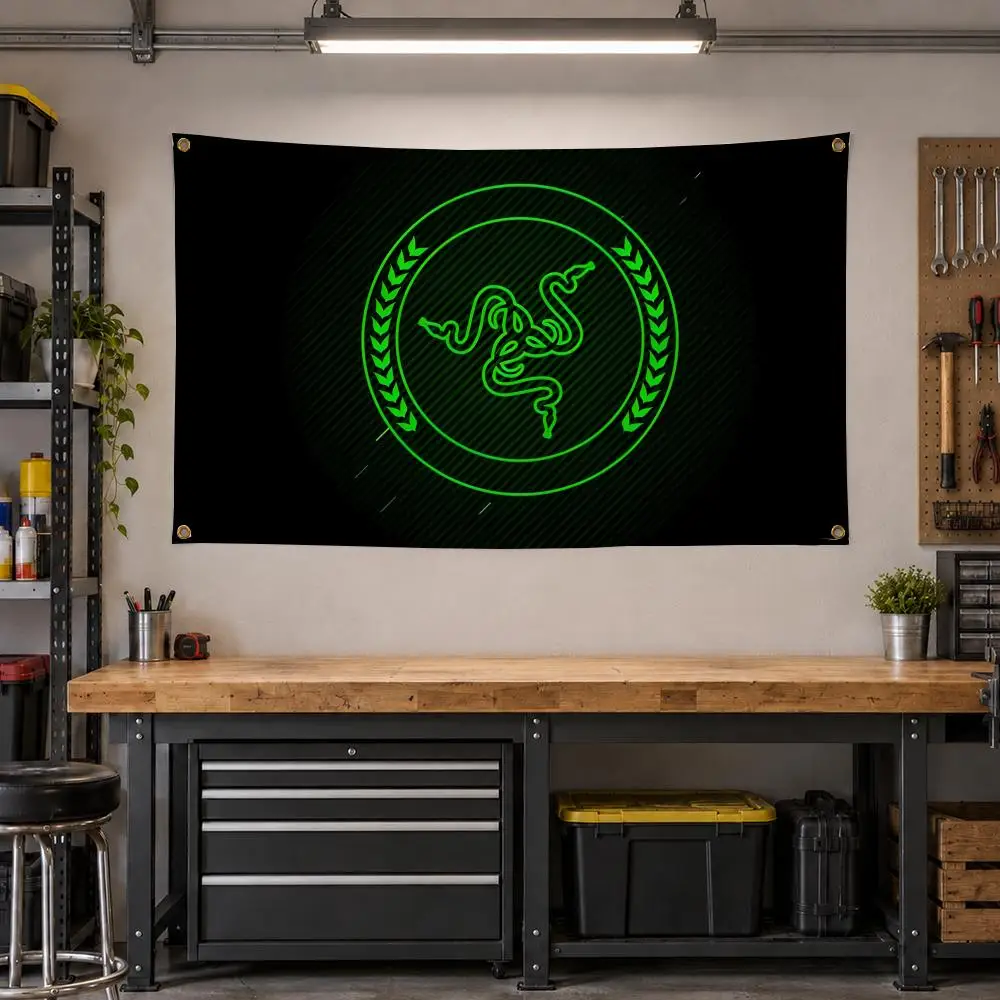 Gaming Razer RGB Esports Tech Gear Flags Personalized Banner Flag Room Dorm Camping Picnic Garage Bar Outdoor Wall Decor