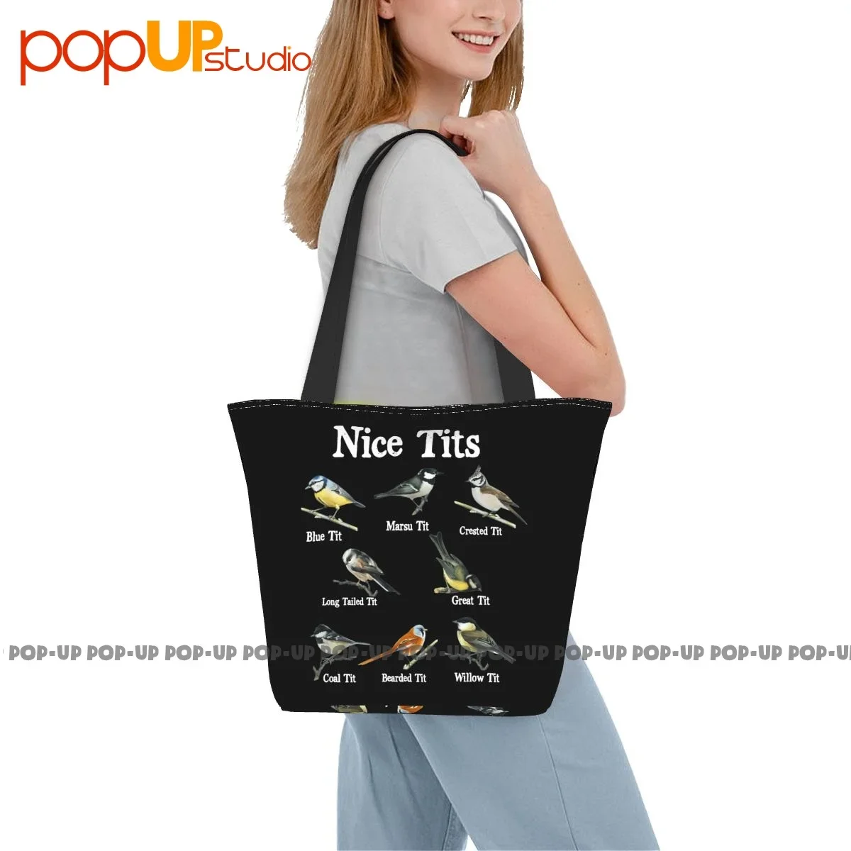 Nice Tits Bird Watching Birder Trendy Handbags Tote Bag Shopping Bag Shopper Purses