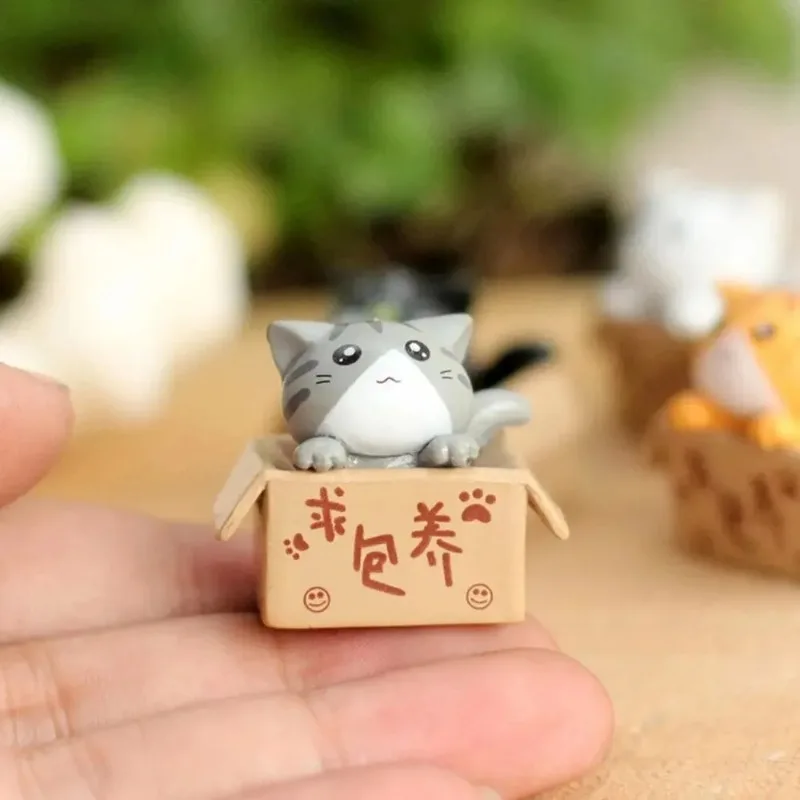 4 قطعة زخرفة القط الصغيرة حديقة هريرة تمثال هدية للأطفال الأطفال غرفة الطفل لطيف Kawaii لعبة مصغرة التماثيل ديكور المنزل