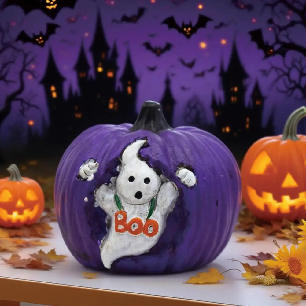 パンプキンデザイン 不気味なハロウィーンのカボチャの置物 かわいい農家の装飾 ホームマントルフロントドア用 樹脂製テーブルトップ ポーチ用