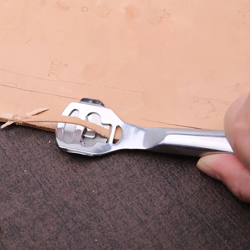 Fenrry herramienta de corte de cuero borde Skiver biselador de cuero herramientas de recorte DIY pala profesional cuchillo de cuero con 10 cuchillas